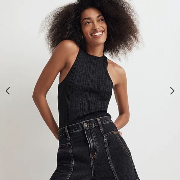 Madewell The Signature Shimmer Knit Cutaway Sweater Tank - Picture 1 of 7